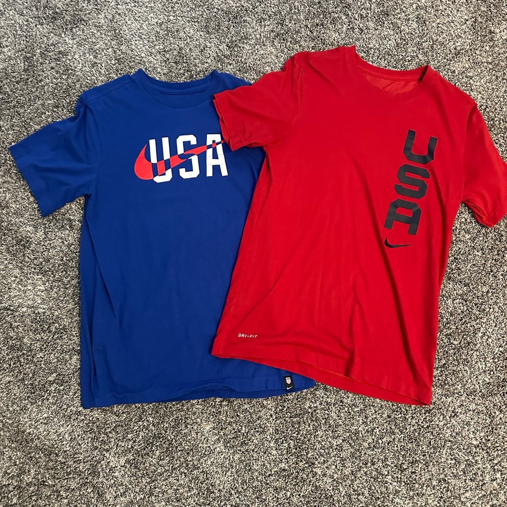 Nike USA Graphic T-Shirts - Red & Blue